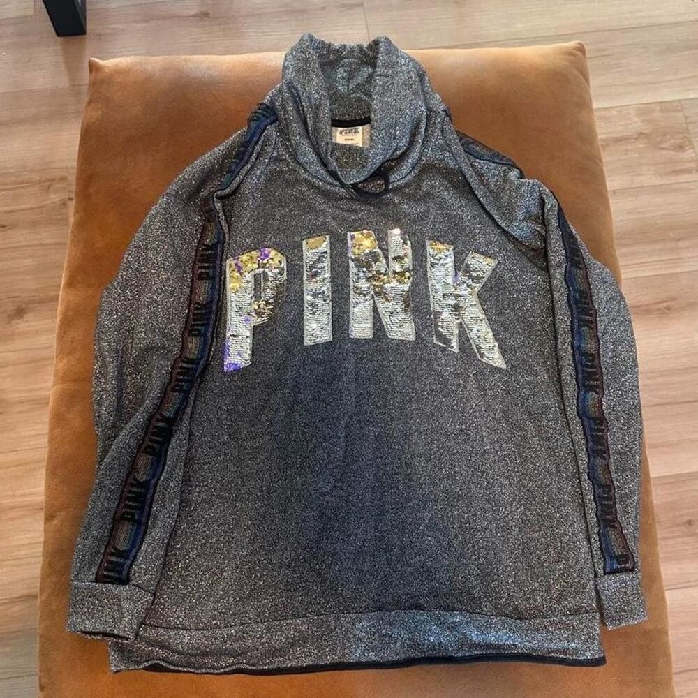 Victoria-s-secret Women's Grey and Silver Hoodie